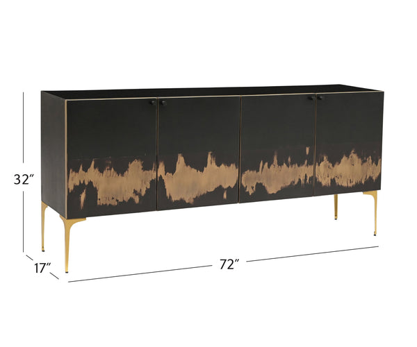 Basset Mirror Kali Iron Sideboard: Modern Luxe Design With Unique Acid-wash Finish & Elegant Gold-toned Legs Black Wood,Iron 5937-dr-576