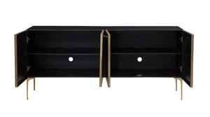 Basset Mirror Kali Iron Sideboard: Modern Luxe Design With Unique Acid-wash Finish & Elegant Gold-toned Legs Black Wood,Iron 5937-dr-576