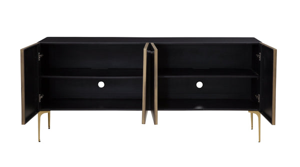 Basset Mirror Kali Iron Sideboard: Modern Luxe Design With Unique Acid-wash Finish & Elegant Gold-toned Legs Black Wood,Iron 5937-dr-576