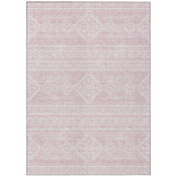 HomeRoots 5' Southwestern Pink and Ivory Indoor Outdoor Area Rug - Durable, Washable Design for Versatile Spaces 8' X 10' 593705
