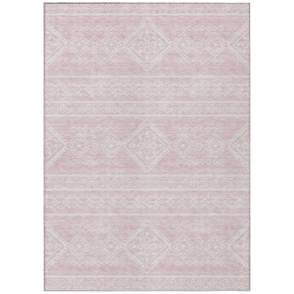HomeRoots 9' Durable Pink and Ivory Southwestern Indoor Outdoor Area Rug - Washable, Stylish & Versatile Decor 9' X 12' 593706