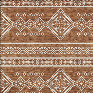 Homeroots 3' Stylish Beige & Brown Southwestern Washable Rug For Indoor And Outdoor Living Spaces Decor 3' X 5' Polyester 593708