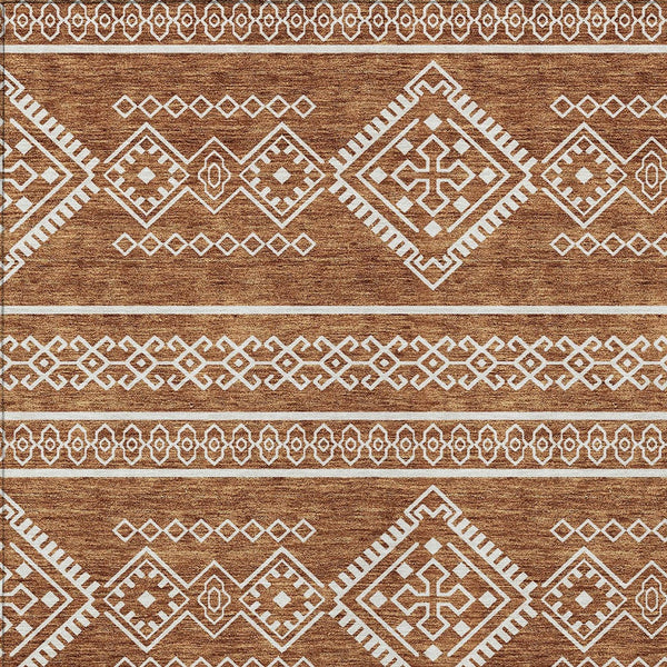 Homeroots 3' Stylish Beige & Brown Southwestern Washable Rug For Indoor And Outdoor Living Spaces Decor 3' X 5' Polyester 593708