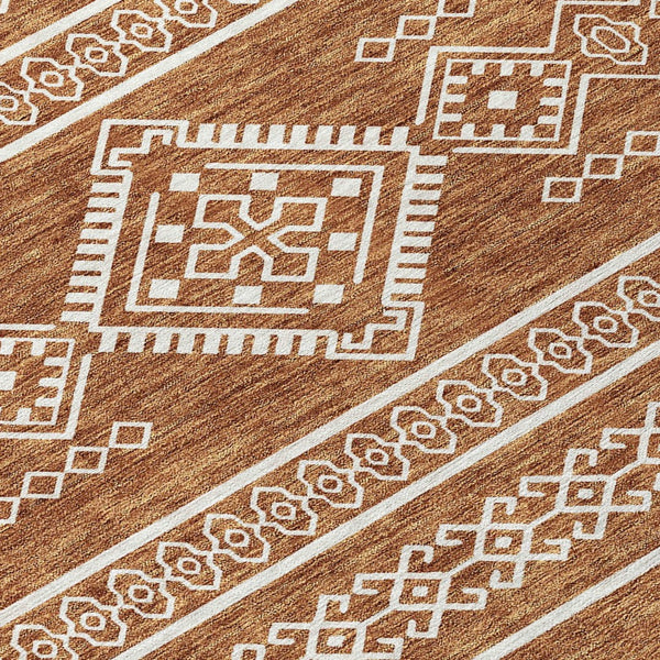 Homeroots 3' Stylish Beige & Brown Southwestern Washable Rug For Indoor And Outdoor Living Spaces Decor 3' X 5' Polyester 593708