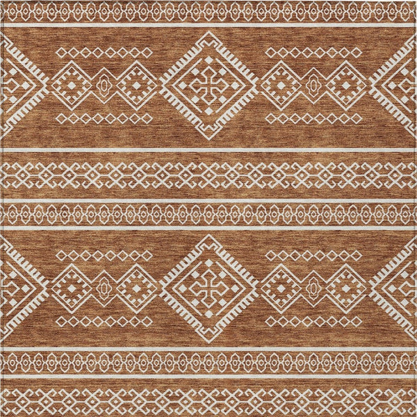 Homeroots 3' Stylish Beige & Brown Southwestern Washable Rug For Indoor And Outdoor Living Spaces Decor 5' X 8' Polyester 593709