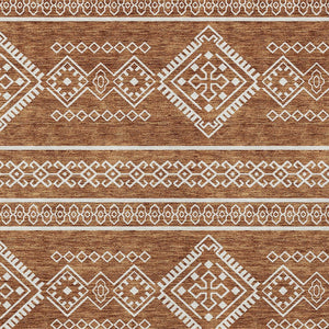 Homeroots 3' Stylish Beige & Brown Southwestern Washable Rug For Indoor And Outdoor Living Spaces Decor 8' X 10' Polyester 593711