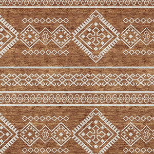 Homeroots 3' Stylish Beige & Brown Southwestern Washable Rug For Indoor And Outdoor Living Spaces Decor 9' X 12' Polyester 593712