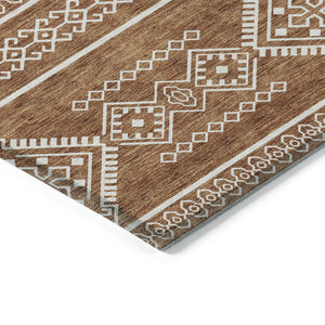 Homeroots 3' Stylish Beige & Brown Southwestern Washable Rug For Indoor And Outdoor Living Spaces Decor 9' X 12' Polyester 593712