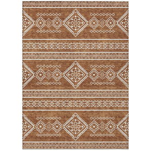 HomeRoots 5' Southwestern Area Rug in Vibrant Orange and Ivory - Washable for Indoor and Outdoor Use 10' X 14' 593713