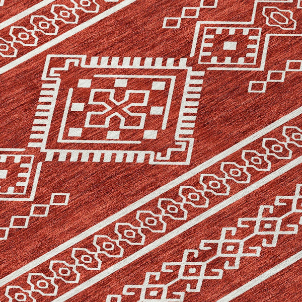 Homeroots 3' Stylish Beige & Brown Southwestern Washable Rug For Indoor And Outdoor Living Spaces Decor 5' X 8' Polyester 593715