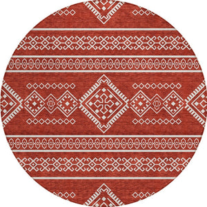 Homeroots 3' Stylish Beige & Brown Southwestern Washable Rug For Indoor And Outdoor Living Spaces Decor 8' Round Polyester 593716