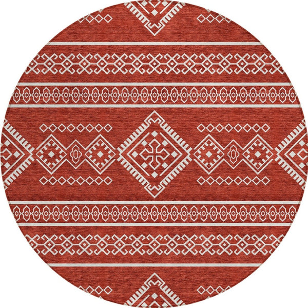 Homeroots 3' Stylish Beige & Brown Southwestern Washable Rug For Indoor And Outdoor Living Spaces Decor 8' Round Polyester 593716