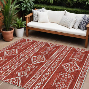 Homeroots 3' Stylish Beige & Brown Southwestern Washable Rug For Indoor And Outdoor Living Spaces Decor 8' X 10' Polyester 593717