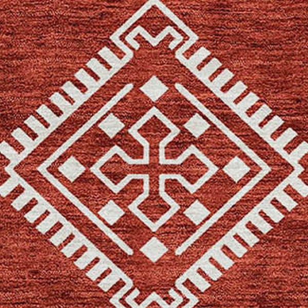 Homeroots 3' Stylish Beige & Brown Southwestern Washable Rug For Indoor And Outdoor Living Spaces Decor 9' X 12' Polyester 593718