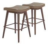 Divat Barstool - Set of 2 Taupe & Walnut 110330 Zuo Modern