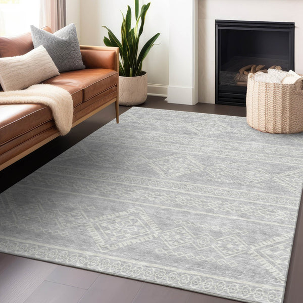 Homeroots 3' Stylish Beige & Brown Southwestern Washable Rug For Indoor And Outdoor Living Spaces Decor 8' X 10' Polyester 593723