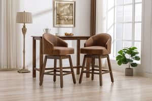 English Elm United We Win Quilted Microsuede Swivel Barstool with Wood Legs and Gold Rivet Trim W1568P361710