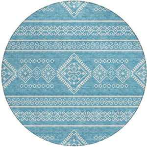 Homeroots 3' Stylish Beige & Brown Southwestern Washable Rug For Indoor And Outdoor Living Spaces Decor 8' Round Polyester 593728