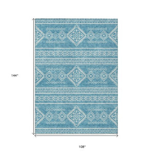 Homeroots 3' Stylish Beige & Brown Southwestern Washable Rug For Indoor And Outdoor Living Spaces Decor 9' X 12' Polyester 593730