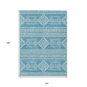 Homeroots 3' Stylish Beige & Brown Southwestern Washable Rug For Indoor And Outdoor Living Spaces Decor 10' X 14' Polyester 593731