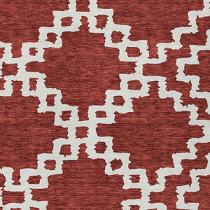 Homeroots 3' Artichoke Green And Ivory Geometric Washable Area Rug For Indoor And Outdoor Spaces, Durable Design 5' X 8' Polyester 593739