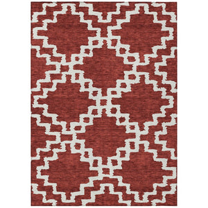 HomeRoots 9' Brick Red & Ivory Geometric Indoor Outdoor Area Rug | Durable, Washable, and Stylish Design 9' X 12' 593742
