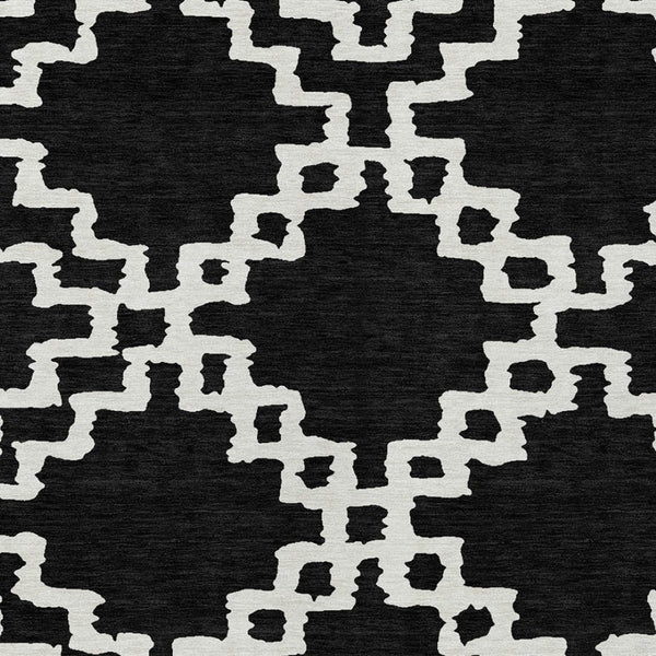 Homeroots 3' Artichoke Green And Ivory Geometric Washable Area Rug For Indoor And Outdoor Spaces, Durable Design 9' X 12' Polyester 593748