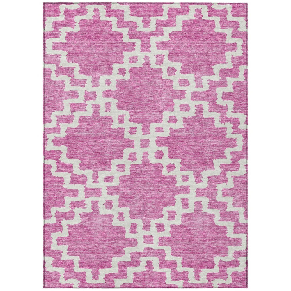 HomeRoots 5' Modern Blush and Ivory Geometric Area Rug - Stylish, Washable, Indoor-Outdoor Design for Any Space 8' X 10' 593753