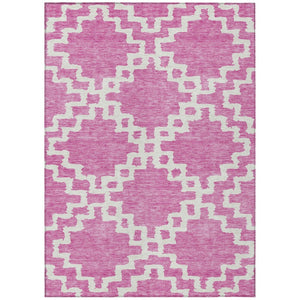 HomeRoots 5' Modern Blush and Ivory Geometric Area Rug - Stylish, Washable, Indoor-Outdoor Design for Any Space 8' X 10' 593753