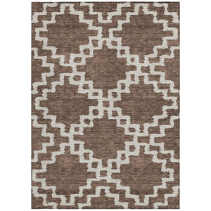 Homeroots 3' Artichoke Green And Ivory Geometric Washable Area Rug For Indoor And Outdoor Spaces, Durable Design 8' X 10' Polyester 593759