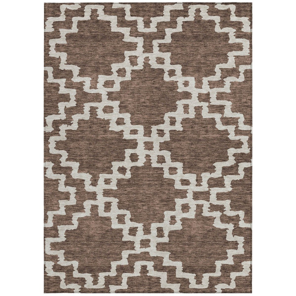 Homeroots 3' Artichoke Green And Ivory Geometric Washable Area Rug For Indoor And Outdoor Spaces, Durable Design 8' X 10' Polyester 593759