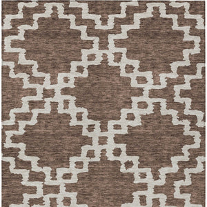 Homeroots 3' Artichoke Green And Ivory Geometric Washable Area Rug For Indoor And Outdoor Spaces, Durable Design 9' X 12' Polyester 593760
