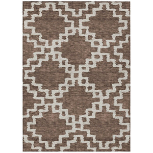 HomeRoots 9' Brown and Ivory Geometric Area Rug - Stylish, Washable Design Perfect for Indoor and Outdoor Use 9' X 12' 593760