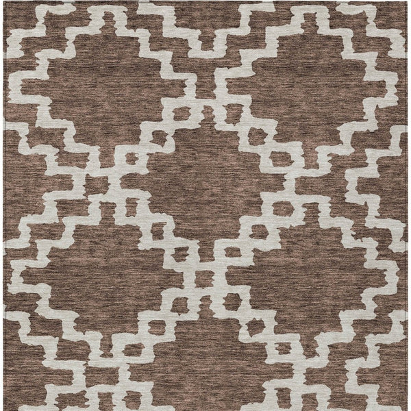 Homeroots 3' Artichoke Green And Ivory Geometric Washable Area Rug For Indoor And Outdoor Spaces, Durable Design 10' X 14' Polyester 593761