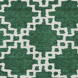 Homeroots 3' Artichoke Green And Ivory Geometric Washable Area Rug For Indoor And Outdoor Spaces, Durable Design 8' X 10' Polyester 593765