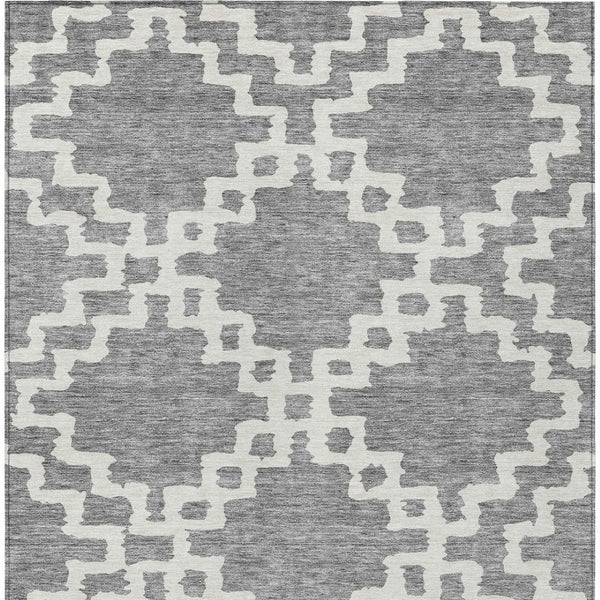 Homeroots 3' Artichoke Green And Ivory Geometric Washable Area Rug For Indoor And Outdoor Spaces, Durable Design 3' X 5' Polyester 593768