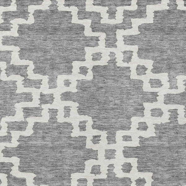 Homeroots 3' Artichoke Green And Ivory Geometric Washable Area Rug For Indoor And Outdoor Spaces, Durable Design 5' X 8' Polyester 593769