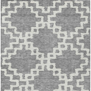 Homeroots 3' Artichoke Green And Ivory Geometric Washable Area Rug For Indoor And Outdoor Spaces, Durable Design 9' X 12' Polyester 593772