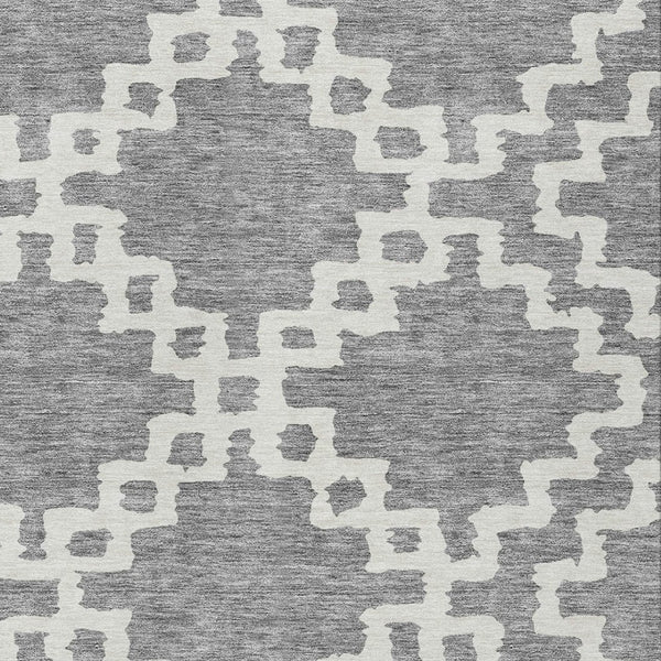 Homeroots 3' Artichoke Green And Ivory Geometric Washable Area Rug For Indoor And Outdoor Spaces, Durable Design 10' X 14' Polyester 593773