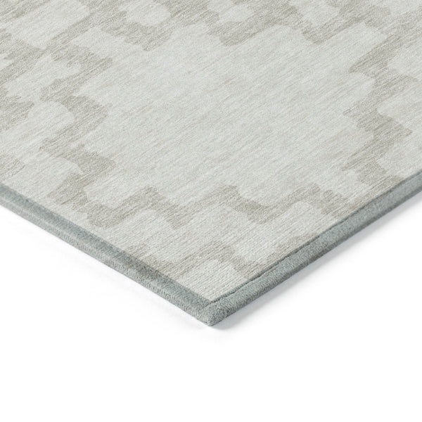 Homeroots 3' Artichoke Green And Ivory Geometric Washable Area Rug For Indoor And Outdoor Spaces, Durable Design 3' X 5' Polyester 593774