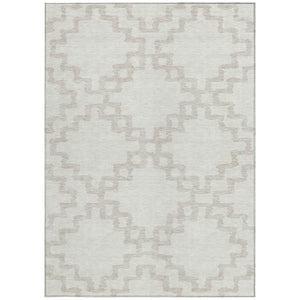 Homeroots 3' Artichoke Green And Ivory Geometric Washable Area Rug For Indoor And Outdoor Spaces, Durable Design 10' X 14' Polyester 593779