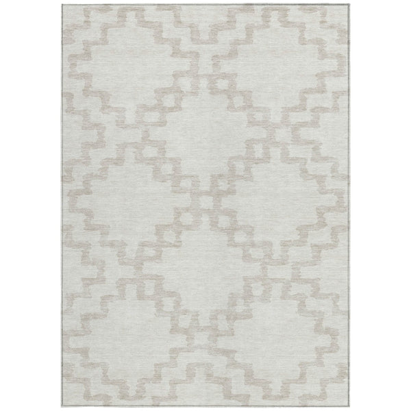 Homeroots 3' Artichoke Green And Ivory Geometric Washable Area Rug For Indoor And Outdoor Spaces, Durable Design 10' X 14' Polyester 593779