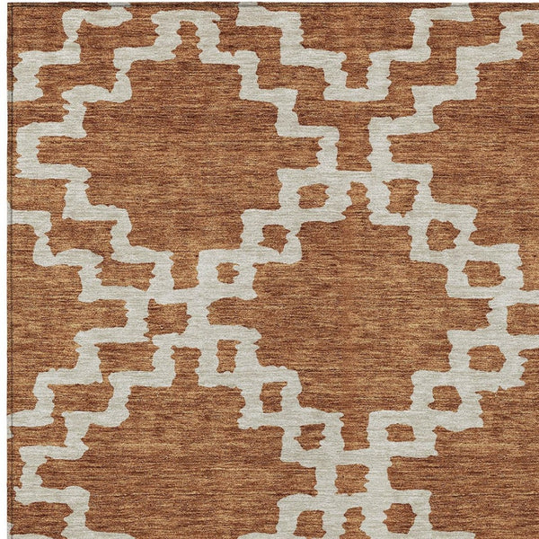 Homeroots 3' Artichoke Green And Ivory Geometric Washable Area Rug For Indoor And Outdoor Spaces, Durable Design 8' X 10' Polyester 593783