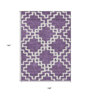 Homeroots 3' Artichoke Green And Ivory Geometric Washable Area Rug For Indoor And Outdoor Spaces, Durable Design 9' X 12' Polyester 593790