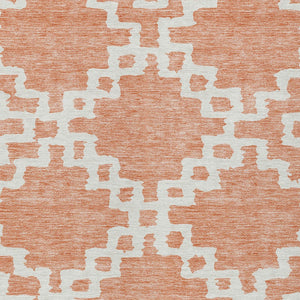 Homeroots 3' Artichoke Green And Ivory Geometric Washable Area Rug For Indoor And Outdoor Spaces, Durable Design 5' X 8' Polyester 593793