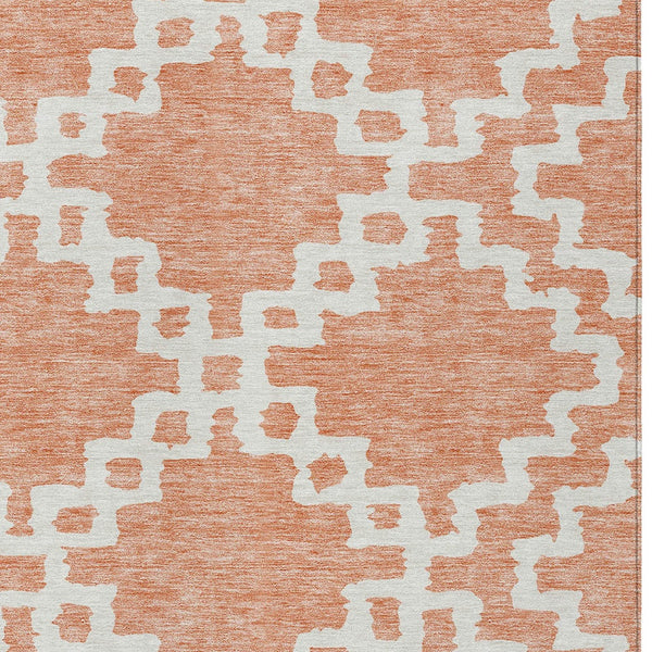 Homeroots 3' Artichoke Green And Ivory Geometric Washable Area Rug For Indoor And Outdoor Spaces, Durable Design 9' X 12' Polyester 593796