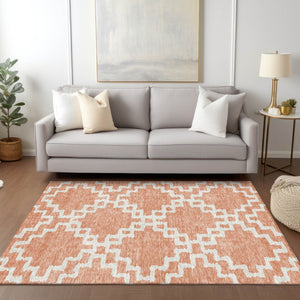 Homeroots 3' Artichoke Green And Ivory Geometric Washable Area Rug For Indoor And Outdoor Spaces, Durable Design 9' X 12' Polyester 593796