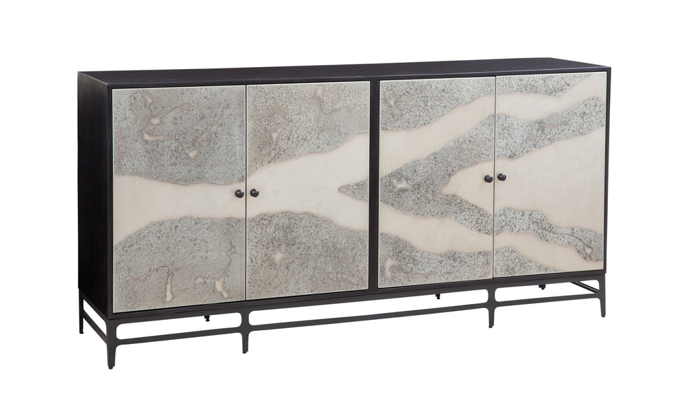 Basset Mirror Caspar Iron Sideboard – Modern Luxe Design With Unique Acid-wash Finish And Functional Shelving Black Metal,Wood 5938-dr-576