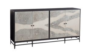 Basset Mirror Caspar Iron Sideboard – Modern Luxe Design With Unique Acid-wash Finish And Functional Shelving Black Metal,Wood 5938-dr-576