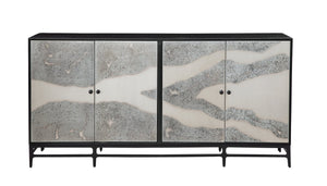 Basset Mirror Caspar Iron Sideboard – Modern Luxe Design With Unique Acid-wash Finish And Functional Shelving Black Metal,Wood 5938-dr-576